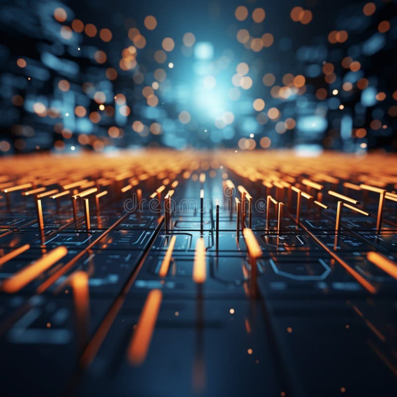 Linee e punti luminosi dell'immagine su sfondo tecnologico astratto 3drendering illustrazione vettoriale