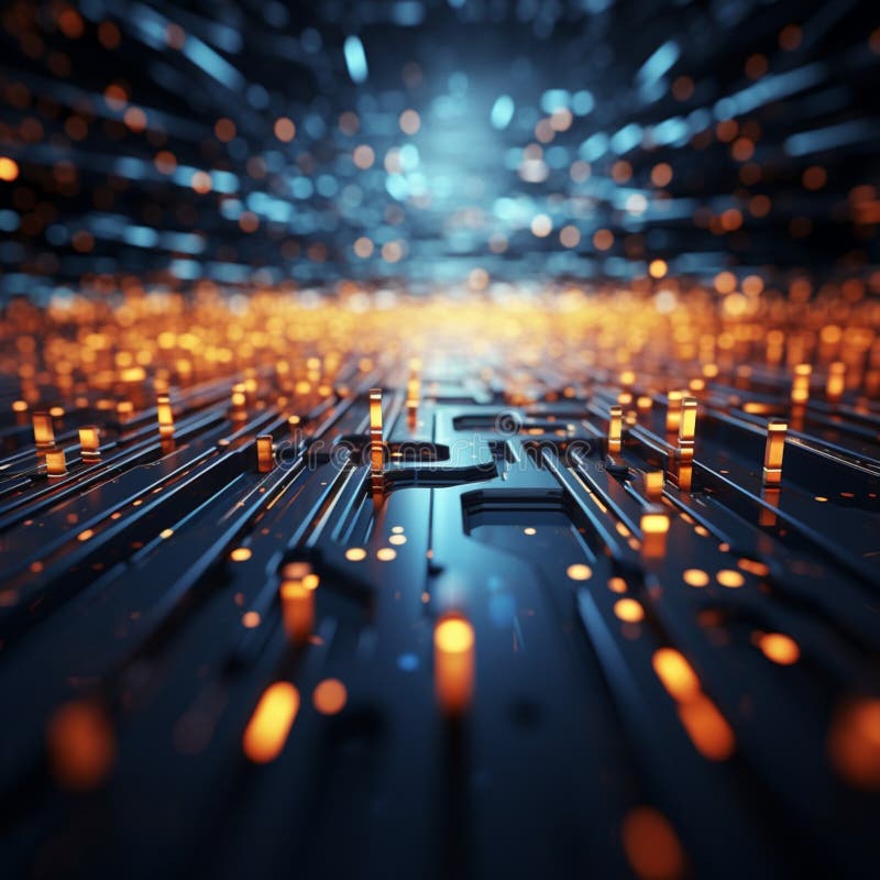 Linee e punti luminosi dell'immagine su sfondo tecnologico astratto 3drendering royalty illustrazione gratis