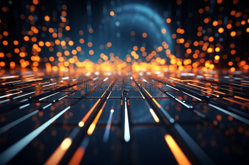 Linee e punti luminosi dell'immagine su sfondo tecnologico astratto 3drendering illustrazione di stock