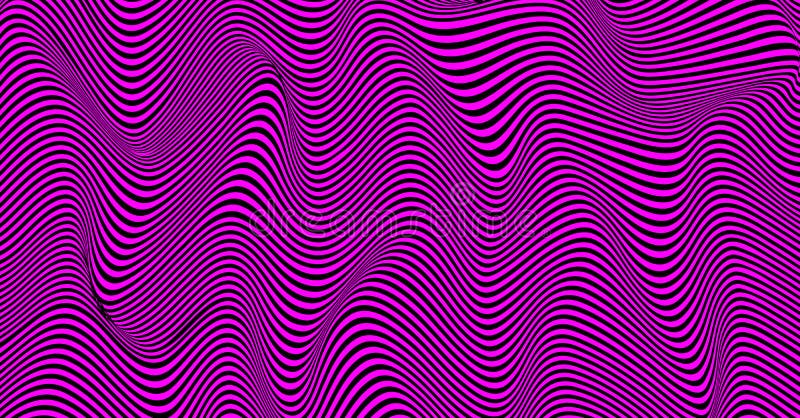 Linee psichedeliche. schema astratto. texture con curve ondulate. sfondo dell'arte ottica. vettore di progettazione a colori d'ond royalty illustrazione gratis