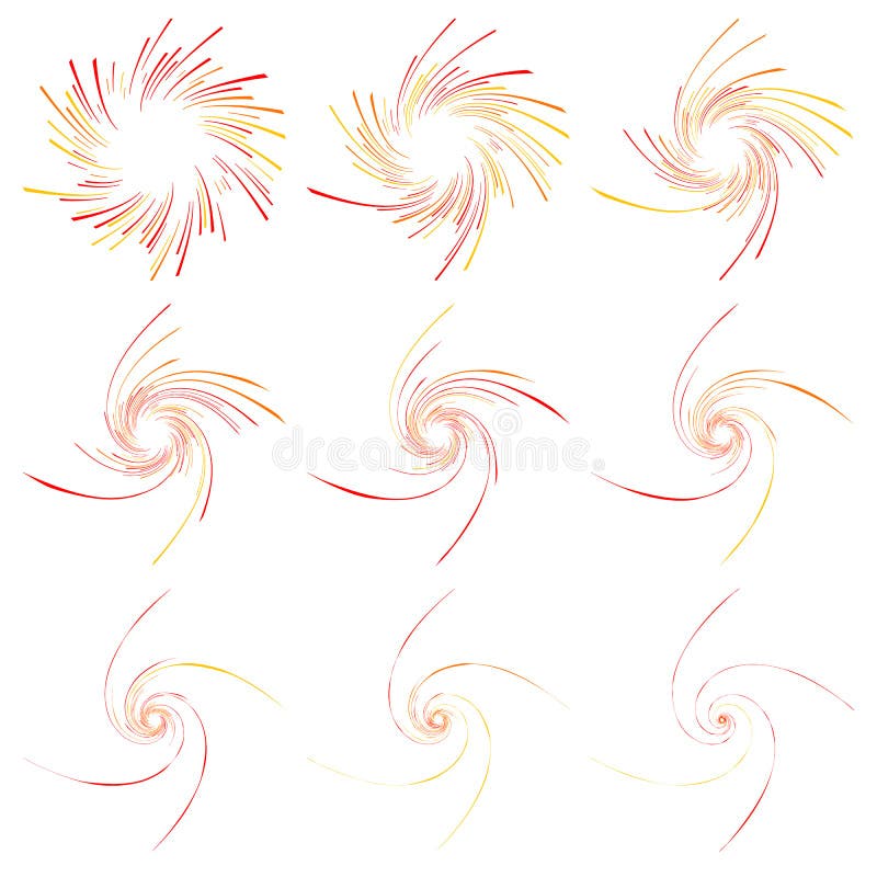 Linee a spirale Vortice dinamico, insieme di forma di giro rapido Parte radiale, irradiantesi royalty illustrazione gratis Linee a spirale Vortice dinamico, insieme di forma di giro rapido Parte radiale, irradiantesi royalty illustrazione gratis