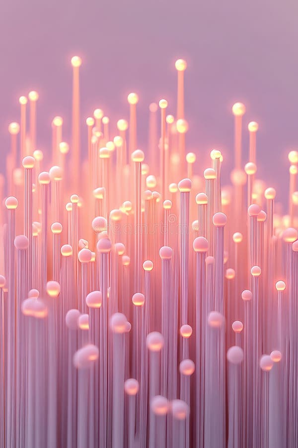 Linee verticali con sfere di colore rosa. Elementi digitali collegati. Sistema di dati ad alta tecnologia astratto per le applicaz fotografia stock libera da diritti