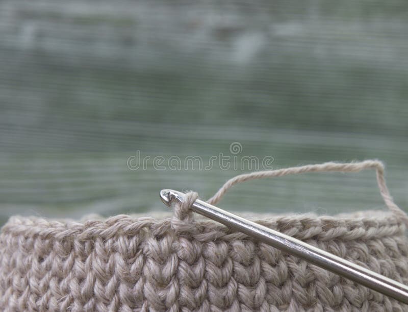 Linen Rustic Crochet Box and Crochet Hook. Natural Crochet Textile