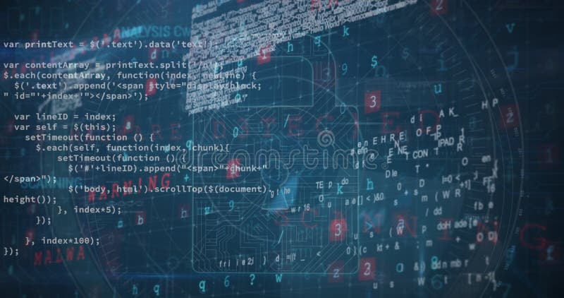 Lines of Code and Data Displayed on Digital Screen Stock Illustration ...