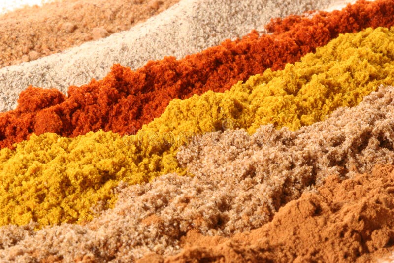 Lines of different spices royalty free stock images
