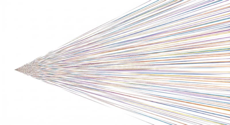 Lines diffusion pattern with multicolored streaks and thin parallel lines converging to a stock illustration