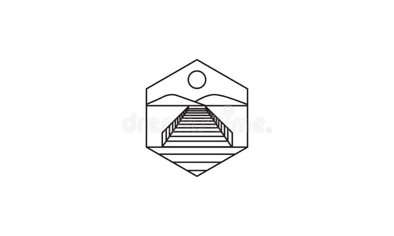 Lines pier or dock with nature logo vector symbol icon design graphic illustration