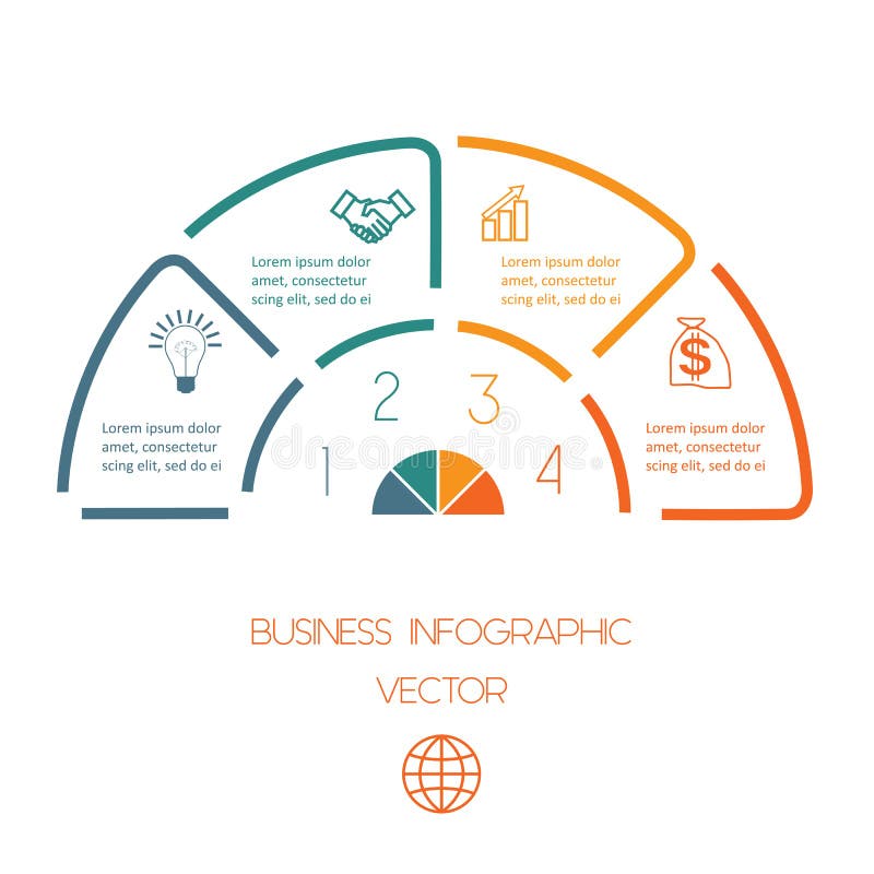 Lines Semicircle infographic four positions