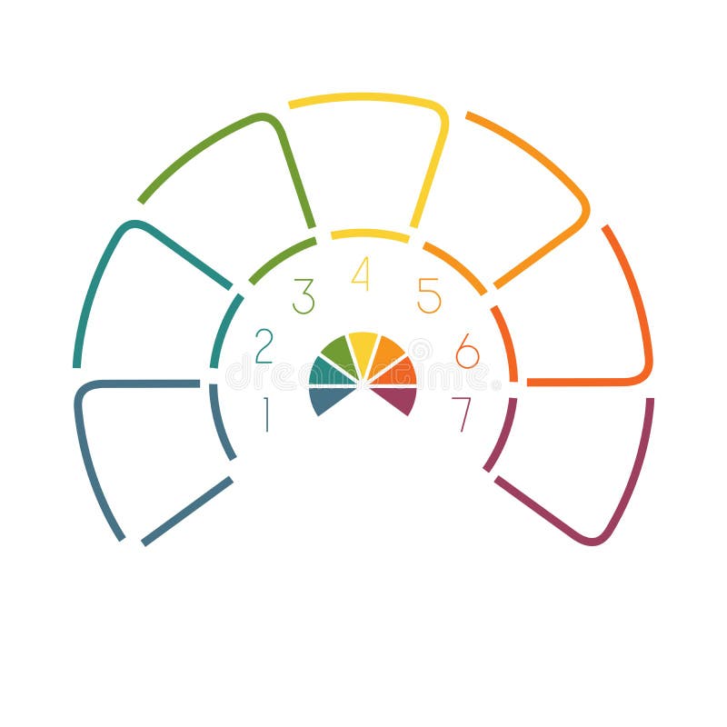 Lines Semicircle infographic 7 positions