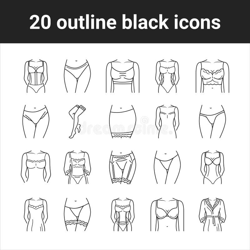 Lingerie Outline Concept. Category of Women S Clothing Including