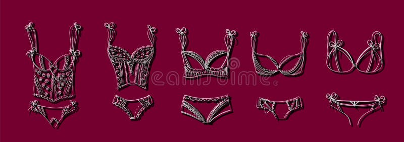 Bra design and panties styles Royalty Free Vector Image