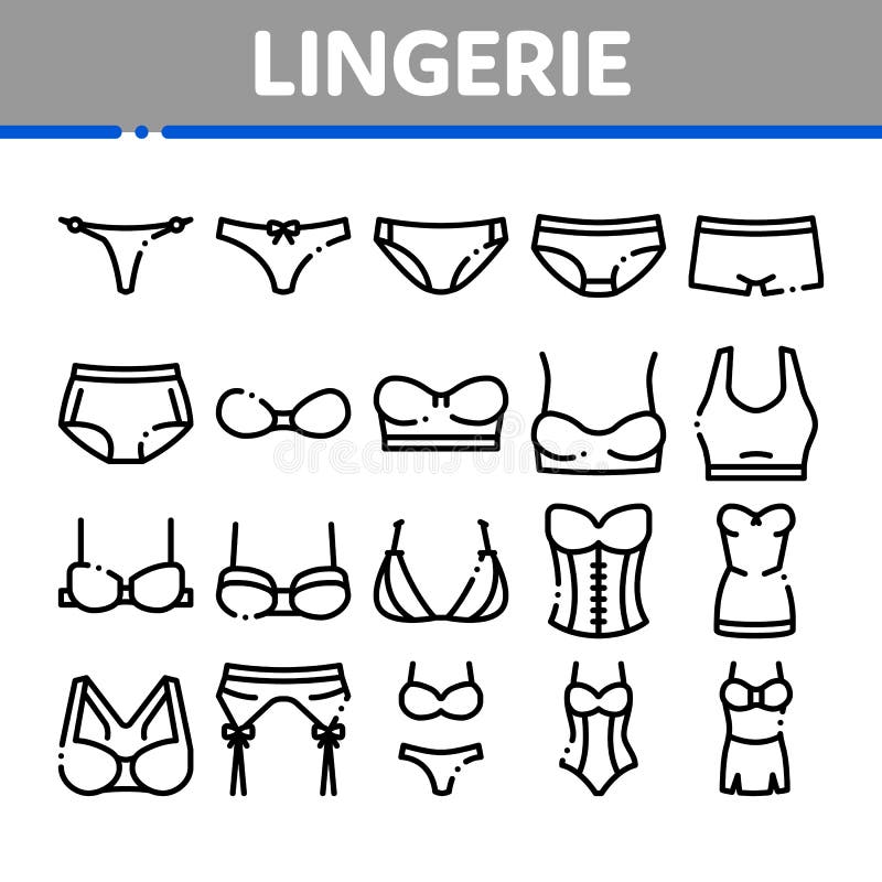 Types of bras. Big vector collection of lingerie. Set of underwear