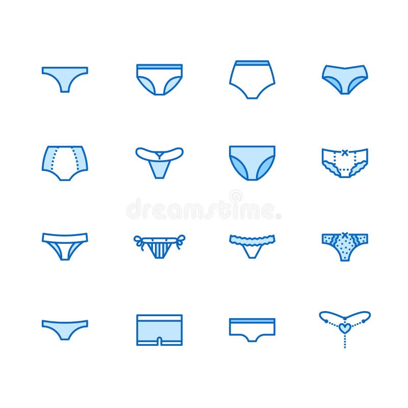 Lingerie Flat Line Icons Set. Panties Types, Woman Underwear, Bikini,  String, Hipsters Underpants, Swimwear Bottom Stock Vector - Illustration of  female, body: 134747459