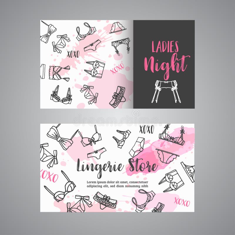 Lingerie shop business card Fashion bra and pantie. Web header template Vector