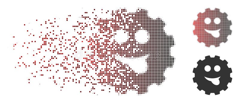 Lingua di semitono dissolta Smiley Gear Icon del pixel royalty illustrazione gratis