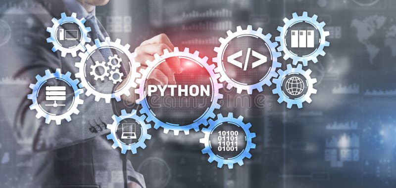 Linguagem de programação de alto nível python. conceito de tecnologia de comunicações ilustração do vetor