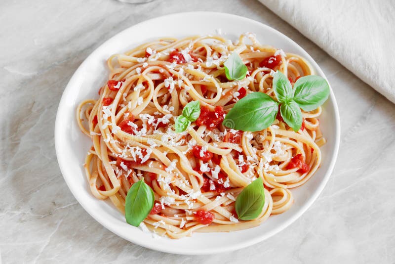 Linguine Pasta with Tomato Sauce and Cheese Stock Image Image of tomato, cheese 58559451