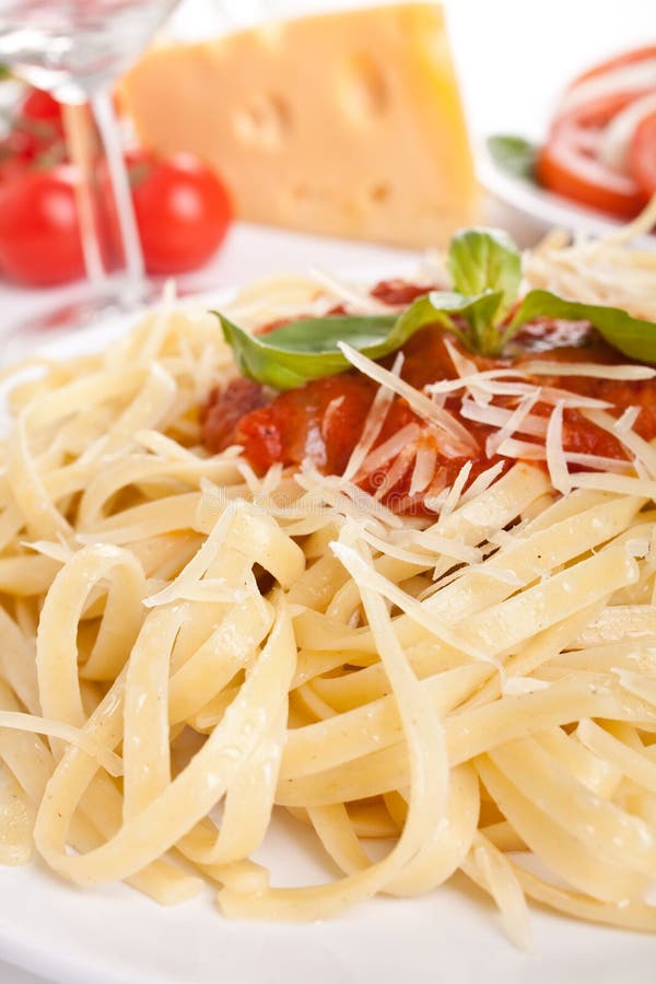 Linguine Pasta with Tomato Sauce Stock Photo Image of caprese