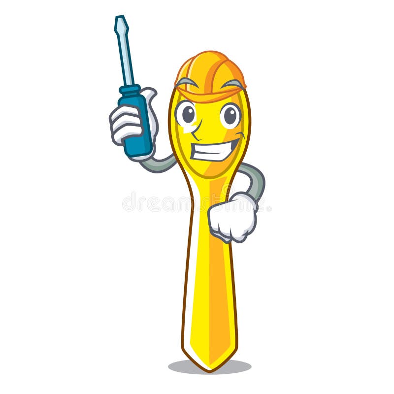 Lingură de bucătărie din material plastic pentru automobile, izolată pe mascotă royalty free illustration