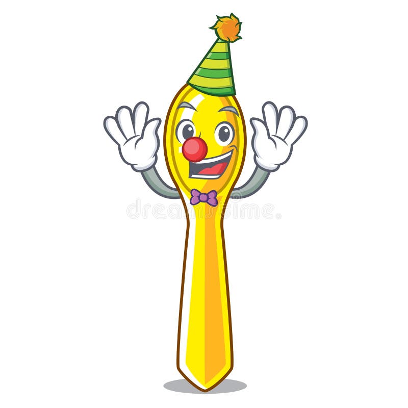 Lingură de bucătărie din material plastic pentru clovn izolată pe mascotă vector illustration