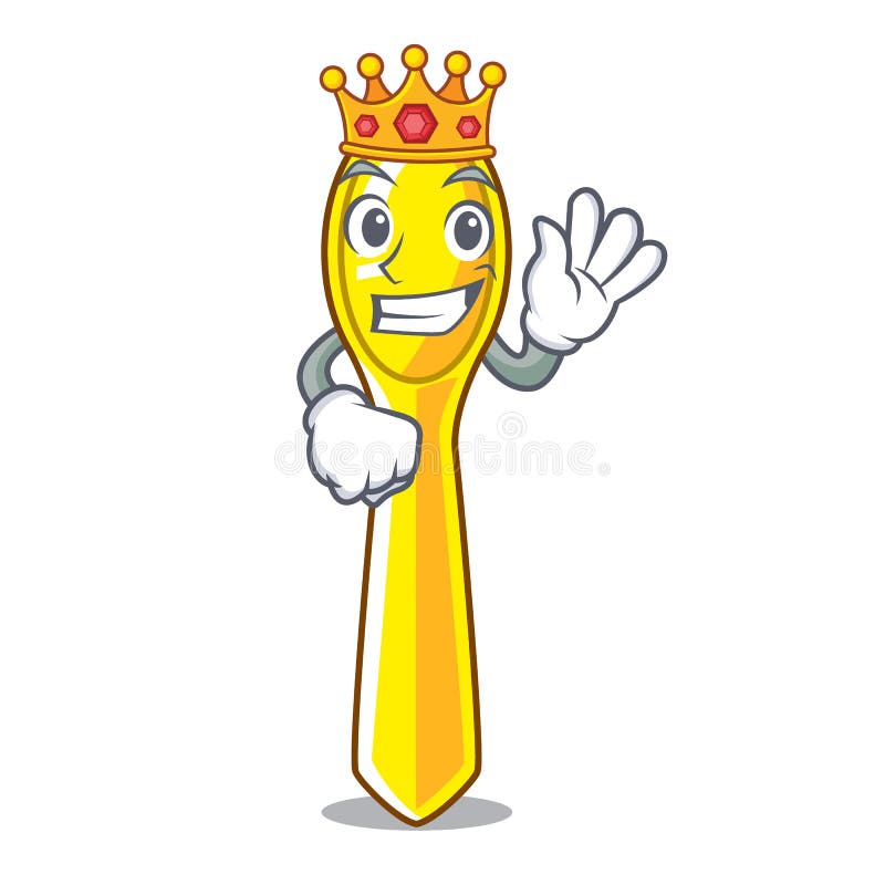 Lingură de bucătărie din plastic pentru rege, izolată pe mascotă royalty free illustration