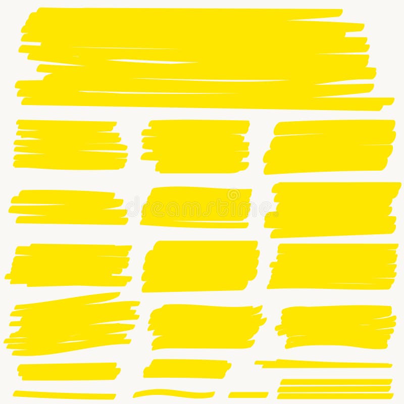 Linha amarela do marcador do destaque, curso da cor, m?o da pena da escova do highlighter tirada para sublinhar Vetor ilustração royalty free Linha amarela do marcador do destaque, curso da cor, m?o da pena da escova do highlighter tirada para sublinhar Vetor ilustração royalty free