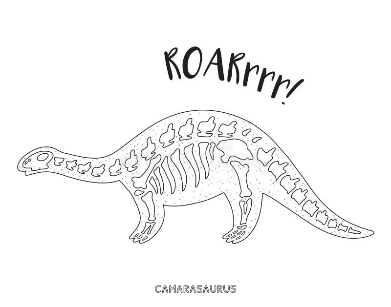 Desenho de Fóssil de dinossauro para colorir