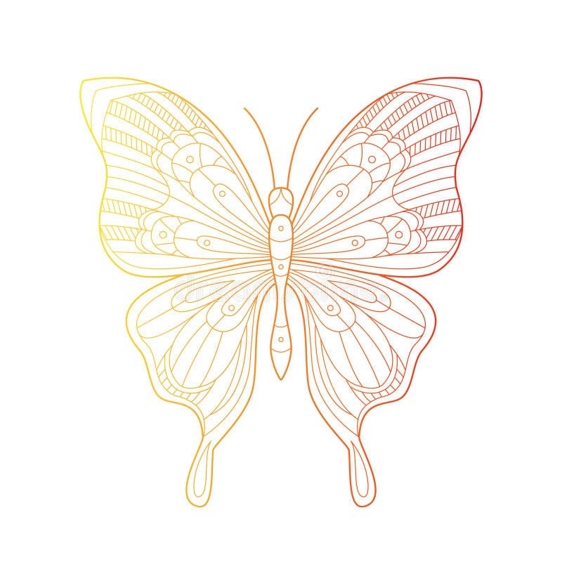 Linha bonita ilustração da borboleta da arte com cor do inclinação Doodle tirado mão Conceito criativo de Boêmia do vetor ilustração royalty free Linha bonita ilustração da borboleta da arte com cor do inclinação Doodle tirado mão Conceito criativo de Boêmia do vetor ilustração royalty free