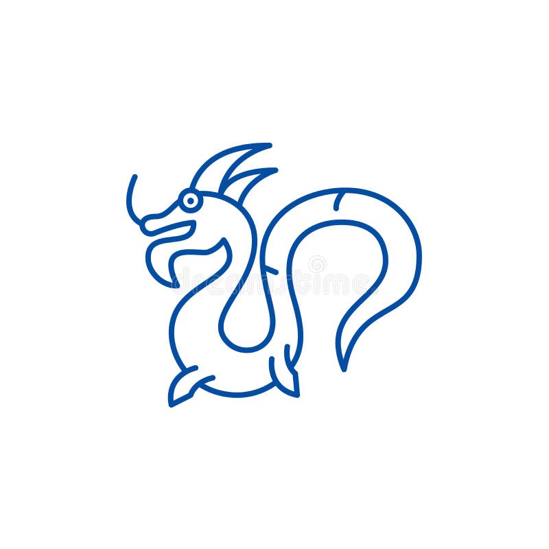Linha chinesa conceito do dragão do ícone Símbolo liso do vetor do dragão chinês, sinal, ilustração do esboço ilustração do vetor Linha chinesa conceito do dragão do ícone Símbolo liso do vetor do dragão chinês, sinal, ilustração do esboço ilustração do vetor