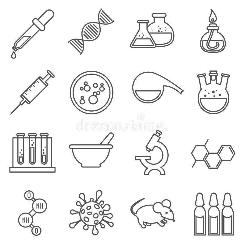 Linha clínica ícones do laboratório médico do vetor ajustados ilustração royalty free Linha clínica ícones do laboratório médico do vetor ajustados ilustração royalty free