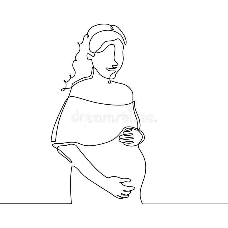 Desenho de linha contínua em alguém está grávida