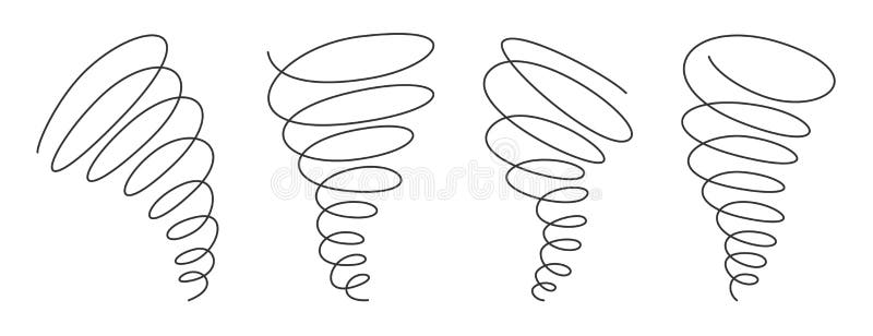 Linha contínua do redemoinho do furacão com o curso editável isolado no fundo branco - grupo da ilustração do vetor ilustração stock Linha contínua do redemoinho do furacão com o curso editável isolado no fundo branco - grupo da ilustração do vetor ilustração stock
