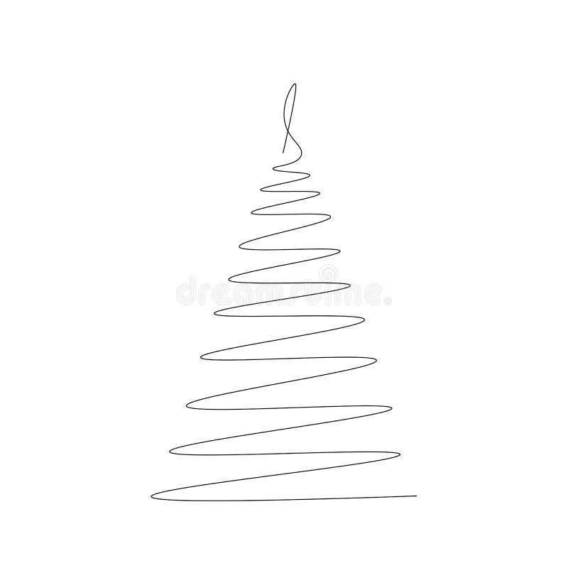 Desenho Linha Contínua Árvore Natal Vetor Preto Branco Ilustração Linear  imagem vetorial de OlgaTropinina© 449428848