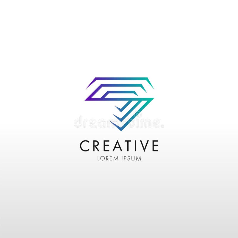 Linha de cristal logotipo do projeto liso na moda ilustração royalty free Linha de cristal logotipo do projeto liso na moda ilustração royalty free