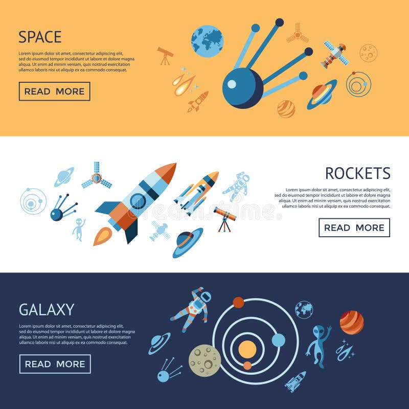 Linha de Digitas espaço e foguetes ajustados ícones ilustração stock Linha de Digitas espaço e foguetes ajustados ícones ilustração stock