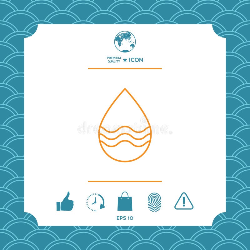 Linha de gota ícone com ondas ilustração stock