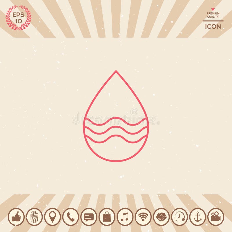 Linha de gota ícone com ondas ilustração royalty free