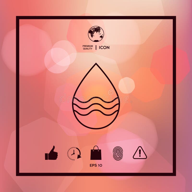 Linha de gota ícone com ondas ilustração do vetor