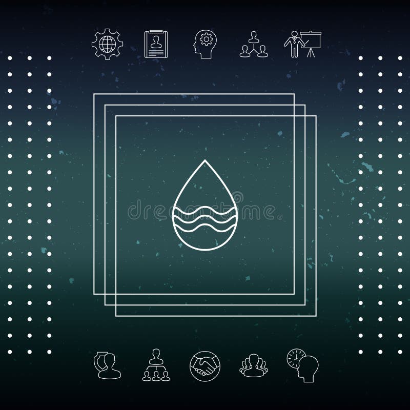 Linha de gota ícone com ondas ilustração do vetor