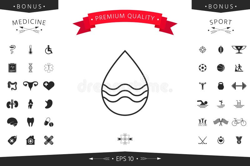 Linha de gota ícone com ondas ilustração stock