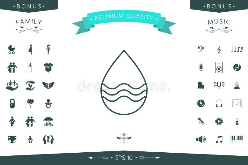 Linha de gota ícone com ondas ilustração royalty free