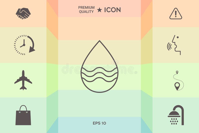 Linha de gota ícone com ondas ilustração royalty free