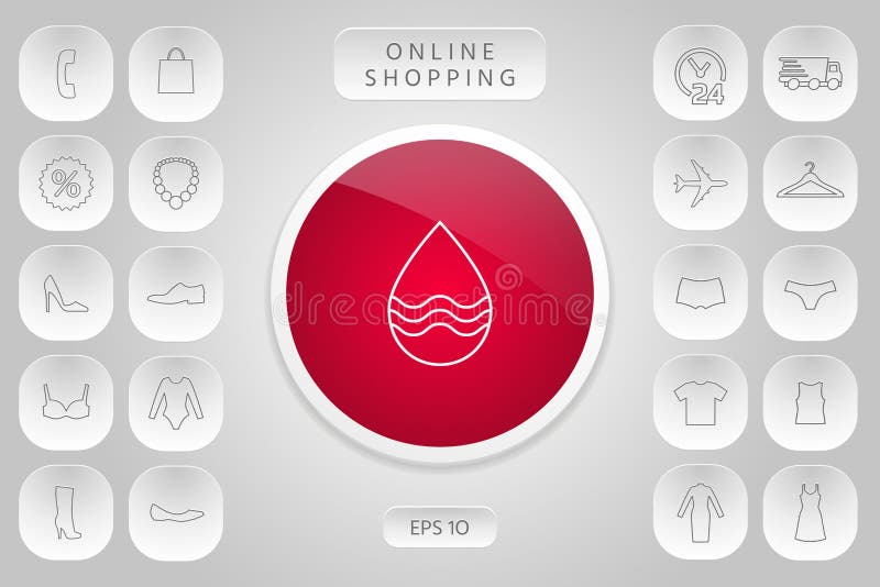 Linha de gota ícone com ondas ilustração stock