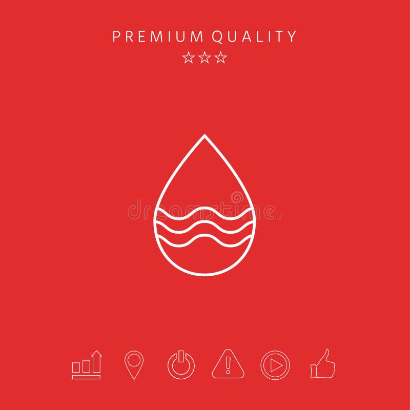 Linha de gota ícone com ondas ilustração do vetor