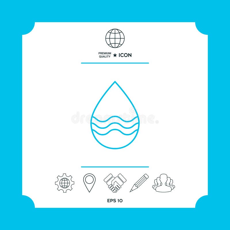 Linha de gota ícone com ondas ilustração royalty free