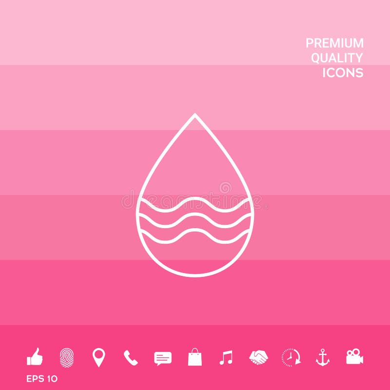 Linha de gota ícone com ondas ilustração royalty free