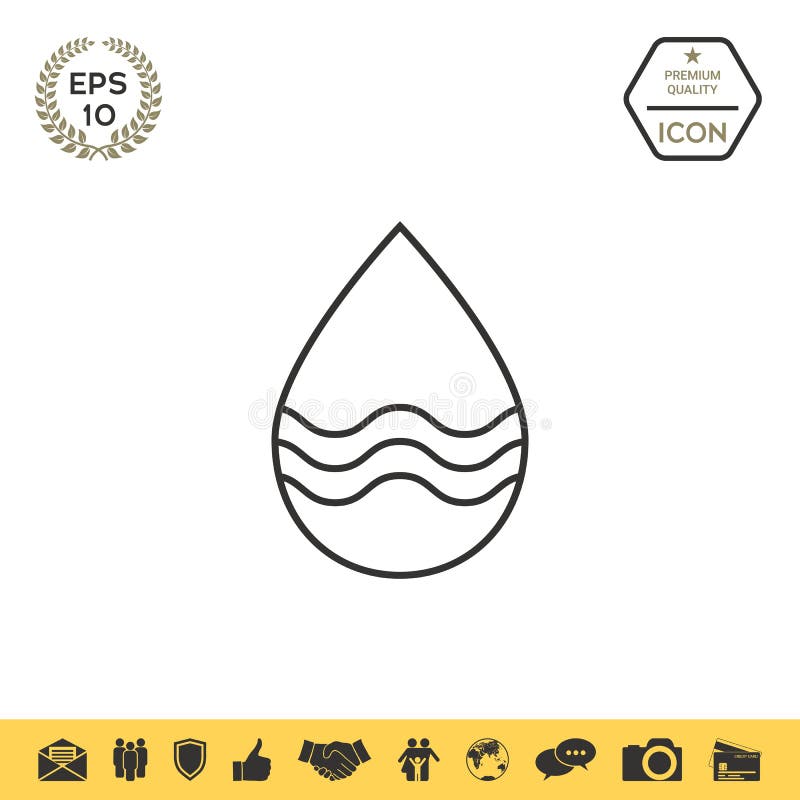 Linha de gota ícone com ondas ilustração royalty free