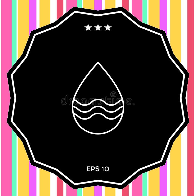 Linha de gota ícone com ondas ilustração stock