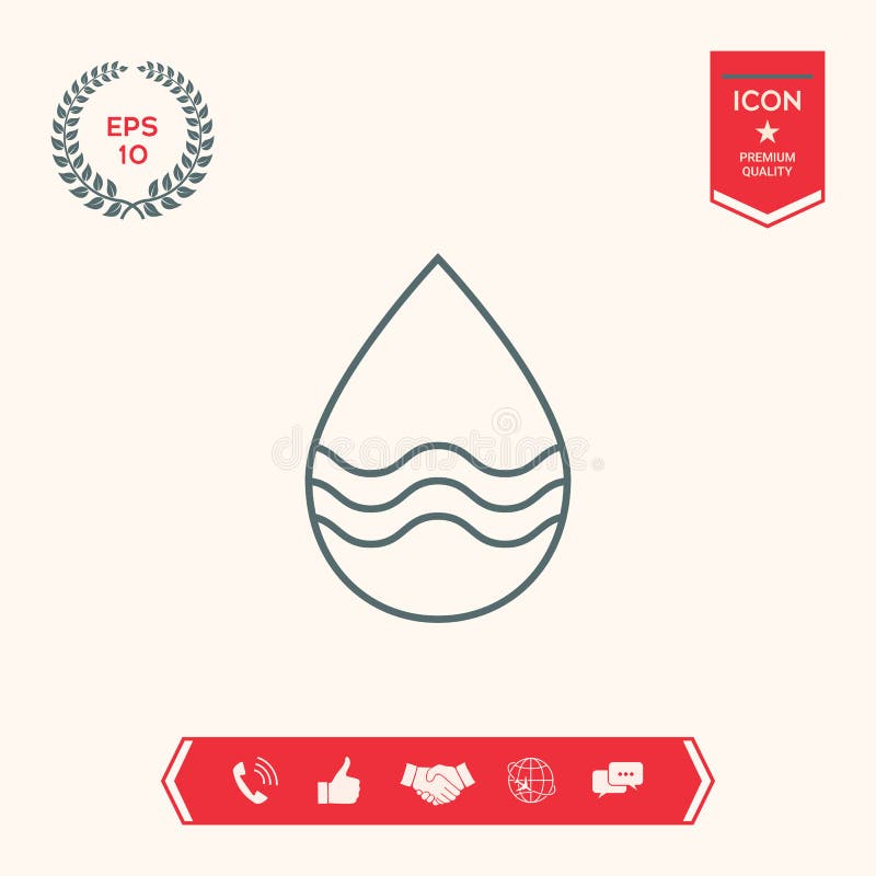 Linha de gota ícone com ondas ilustração royalty free