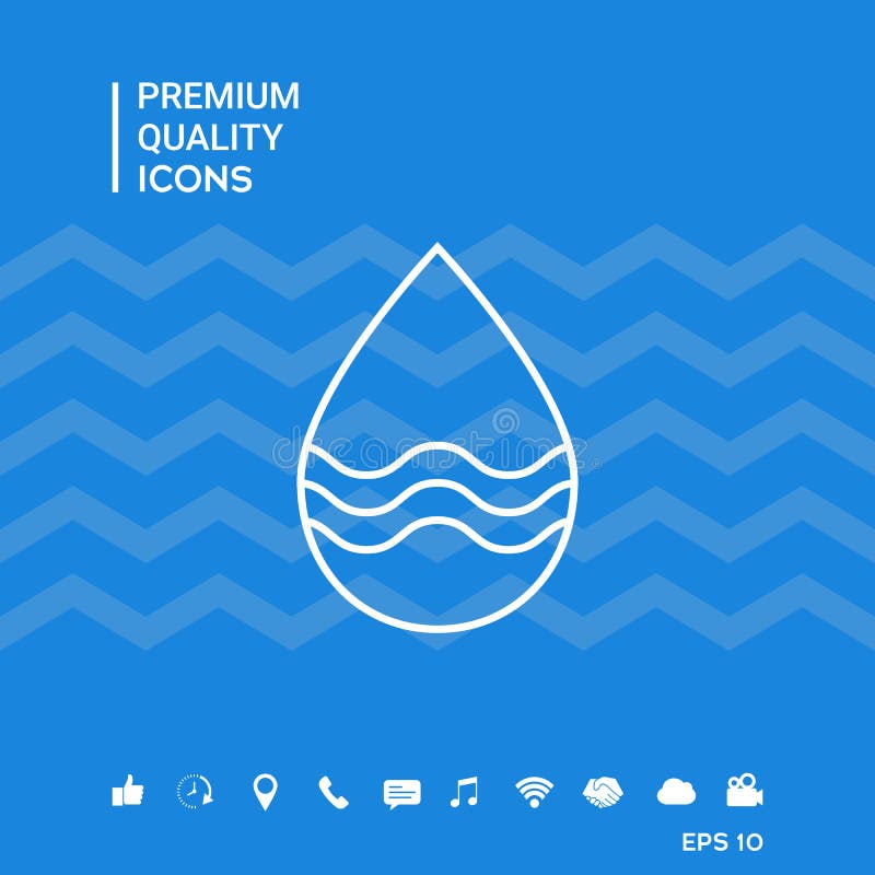 Linha de gota ícone com ondas ilustração stock